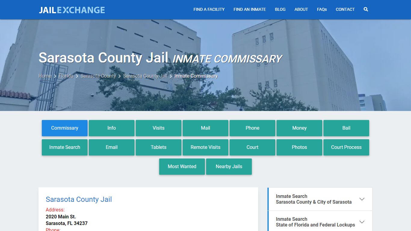 Inmate Commissary, Care Packs - Sarasota County Jail, FL - Jail Exchange
